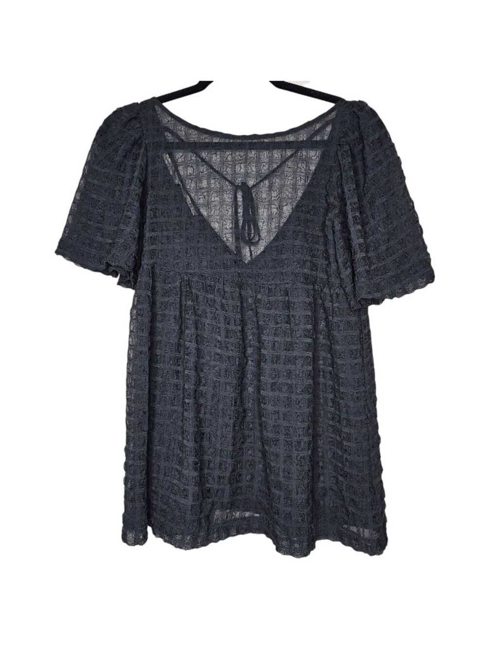 Urban Outfitters XS Black Top Sheer Mesh Babydoll Whimsigoth Fairy Grunge
